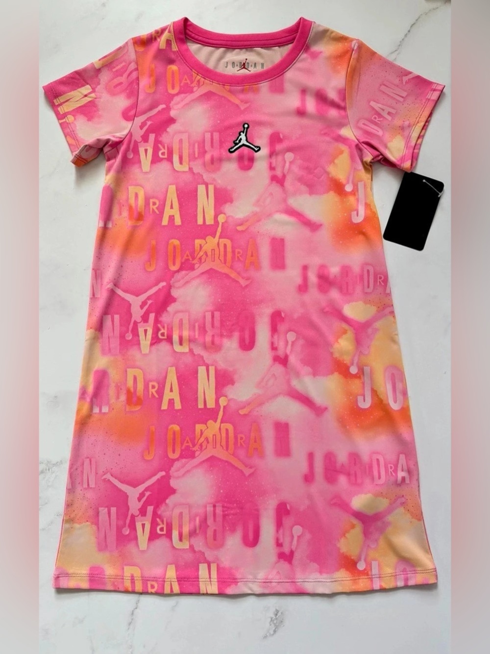 Jordan Girls Pink Graphic T-Shirt Dress Size M 10-12 NWT